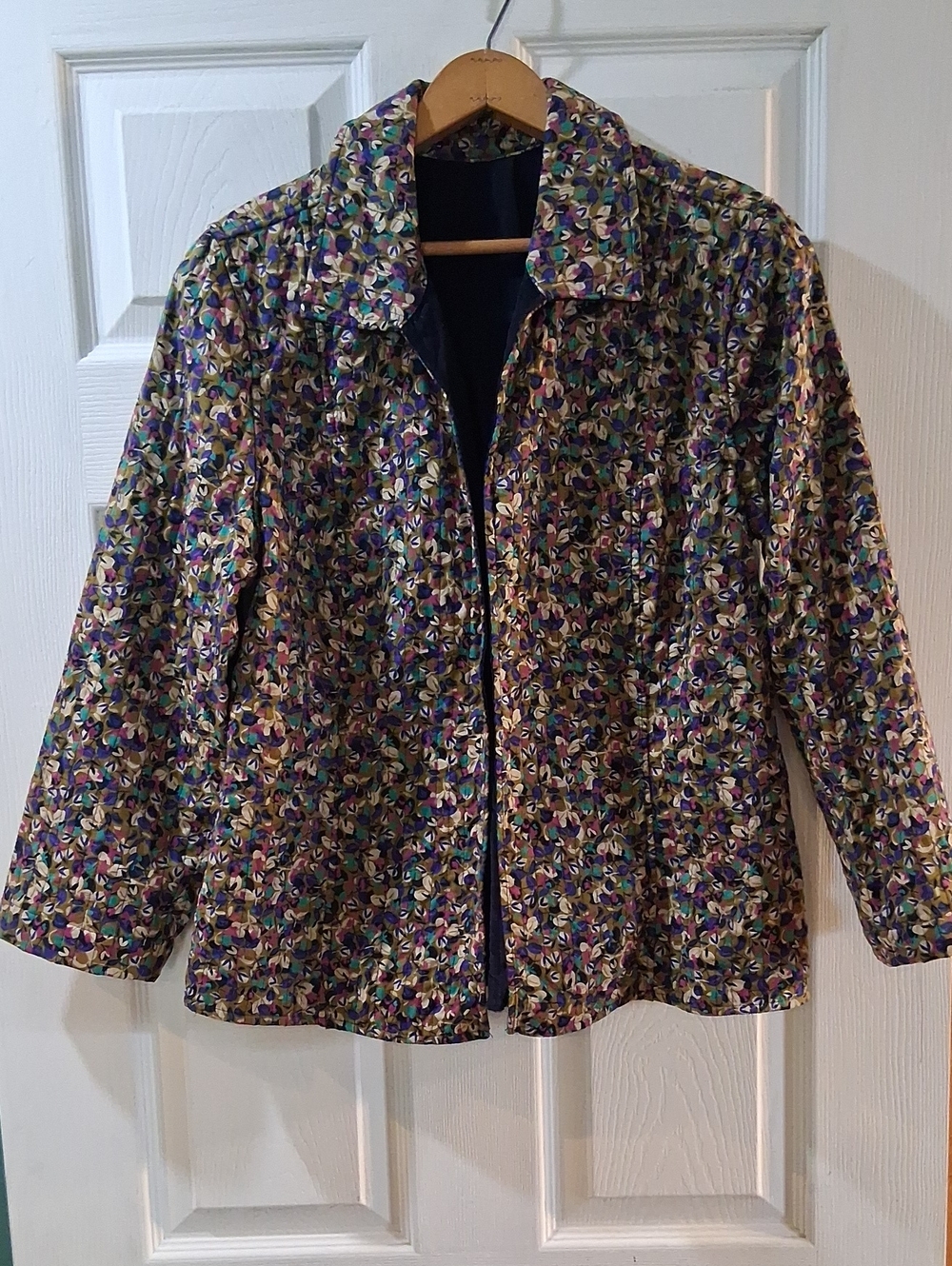 Womens Floral Quilted Open Front Jacket - Multi Color Courdaroy Lining